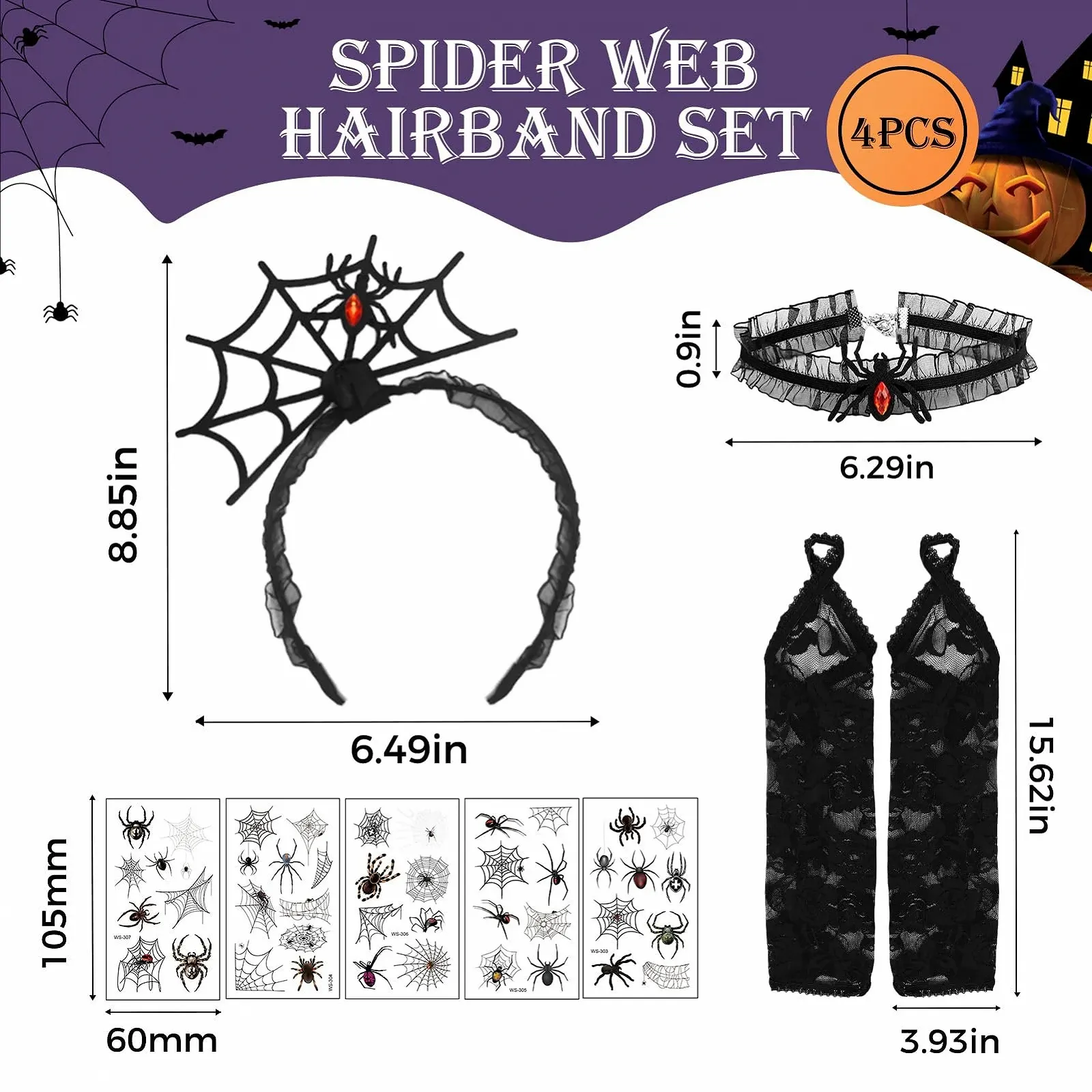 Обруч Павук на Хелловін з намистом, фото №4