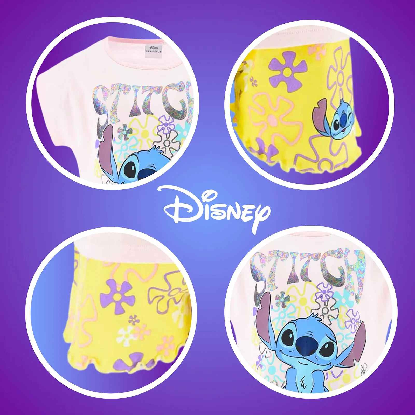 Піжамний набір Disney Stitch для дівчат, 2 предмети: футболка та шорти, бавовна, дизайн Stitch, фото №5 Піжамний набір Disney Stitch для дівчат, 2 предмети: футболка та шорти, бавовна, дизайн Stitch, фото №5