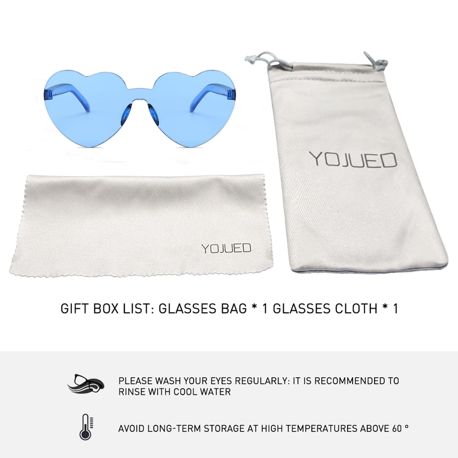 Сонцезахисні окуляри Серце YOJUED Без оправи Колірні Лінзи Форма Серця, фото №3