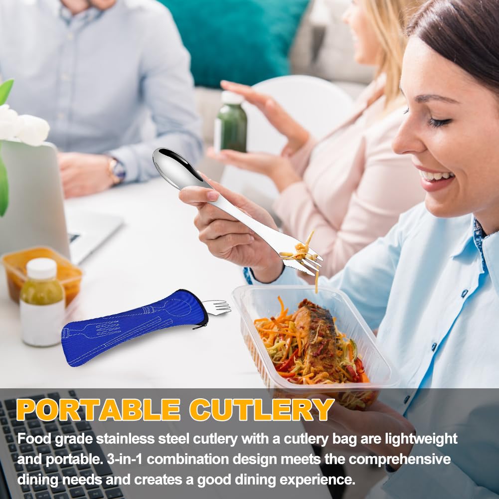 Набор походных столовых приборов 3 в 1 Spork из 2 предметов Серебристый, фото №6