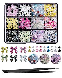 Набор для 3D декора ногтей 1000 шт., Бантики, Цветы, Звезды, Сердца, Стразы для маникюра, Жемчуг, 9 - Фото 1