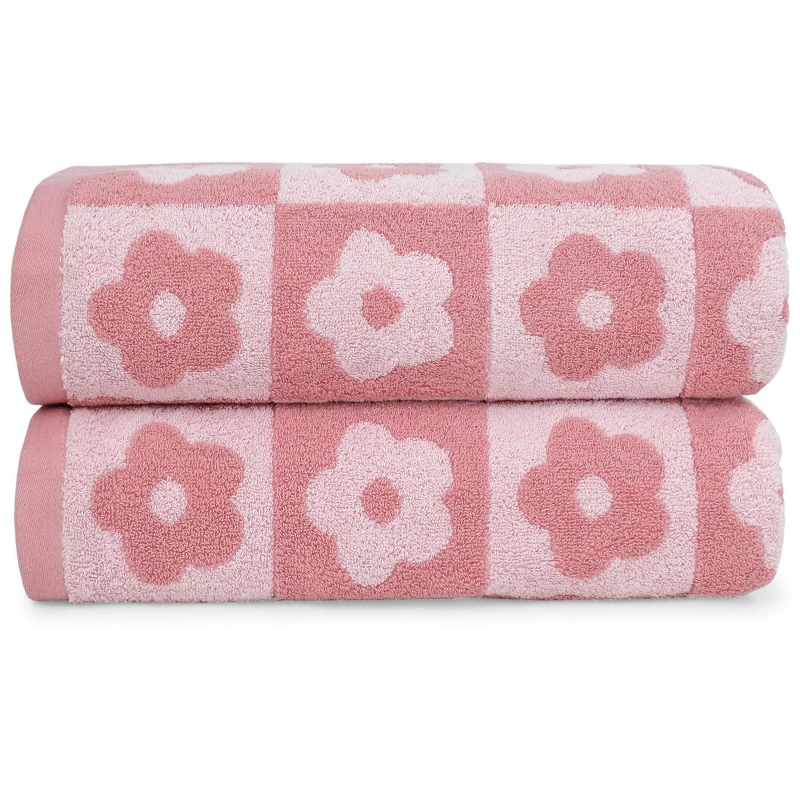 Набір рушників Jacquotha Plaid Floral 2 шт. 100% бавовна 70 x 140 см Рожевий, фото №1