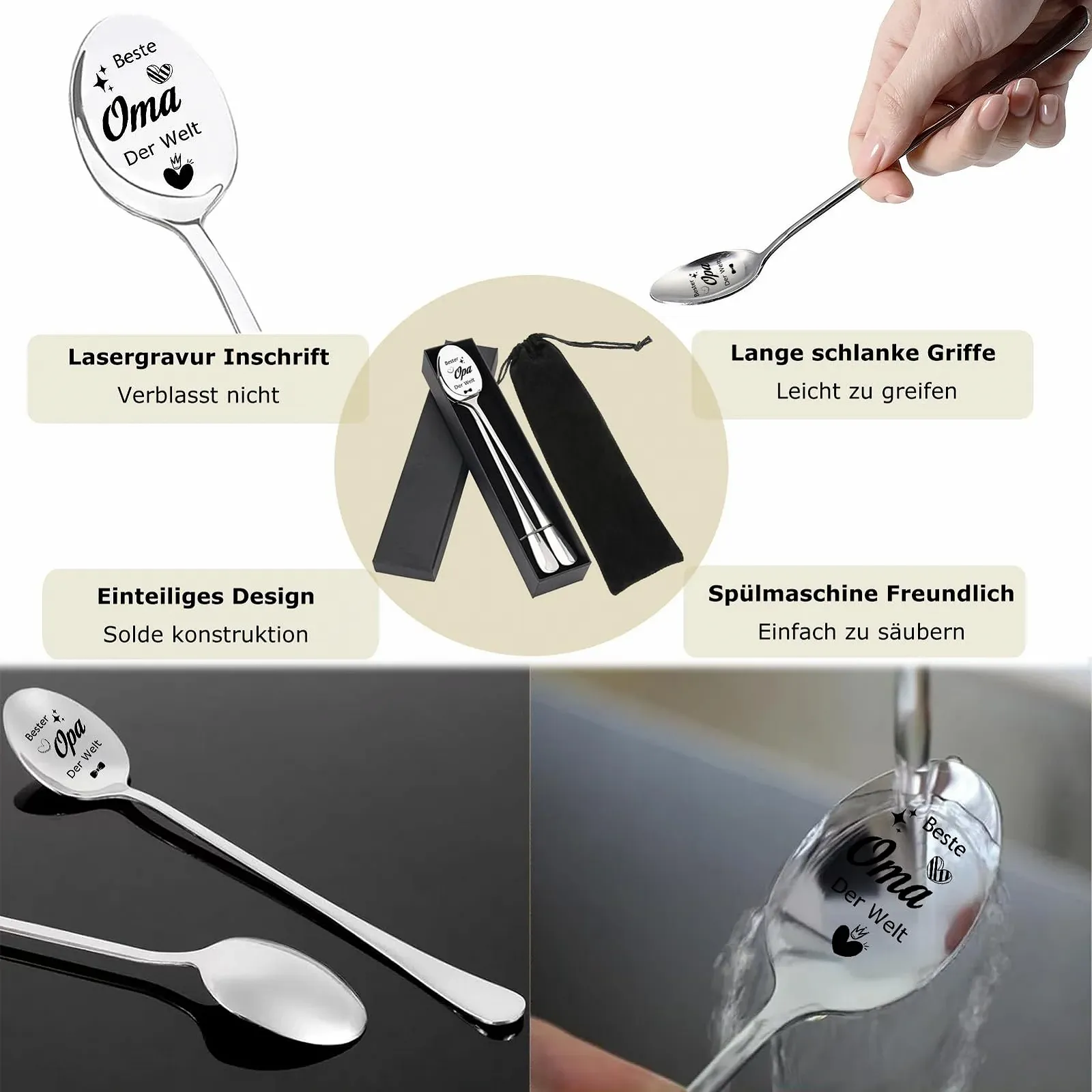 Ложка кавова з гравіюванням Grandma and Grandpa Gift, 2 шт., фото №3