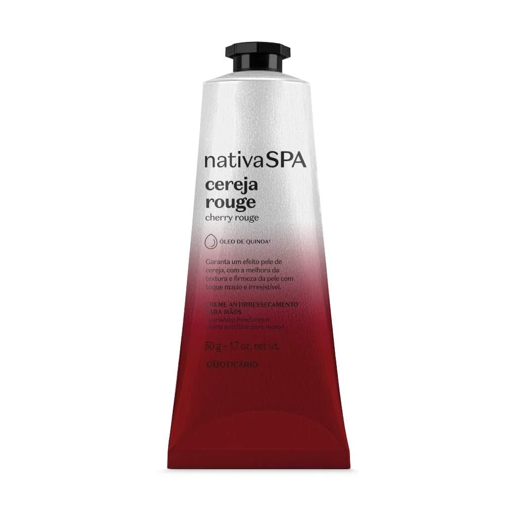 Крем для рук O Boticário Nativa SPA Cherry Rouge 50г Зволожуючий з олією кіноа Веганський, фото №1