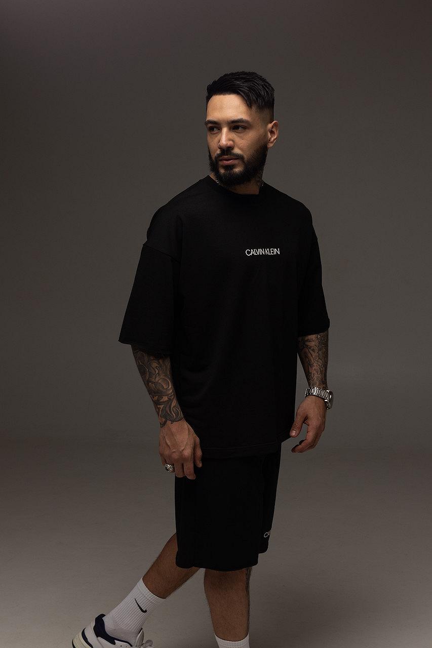 Костюм мужской летний черный Calvin Klein Стильный оверсайз на лето Базовый комплект для мужчины, фото №5