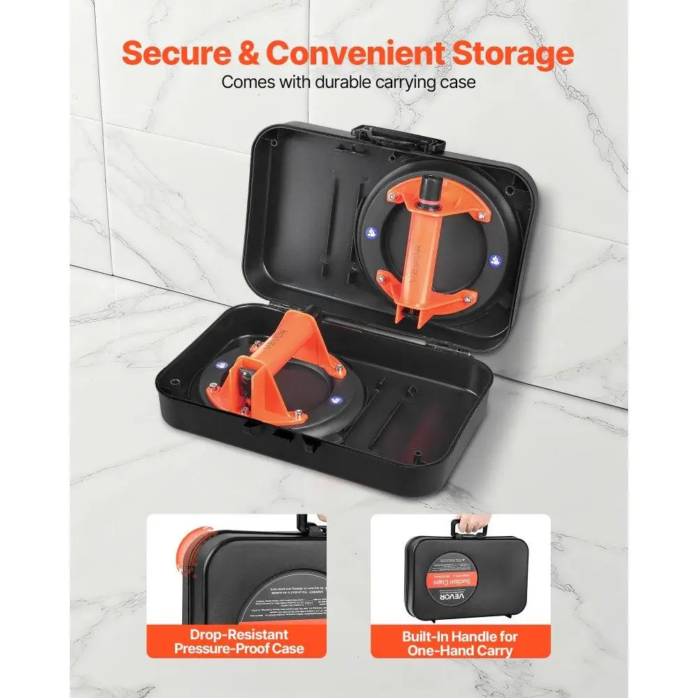 Вакуумна присоска для плитки та скла VEVOR GPS-1 / 203мм -2шт / Чорний - помаранчевий, фото №5