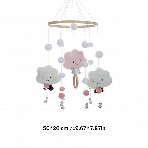 Мобиль TKTTBD Ветреная Дзвоник Кровать Дзвоник с Фетровые Шарики 3D Облака Розовый synthetic.ua - Фото 1