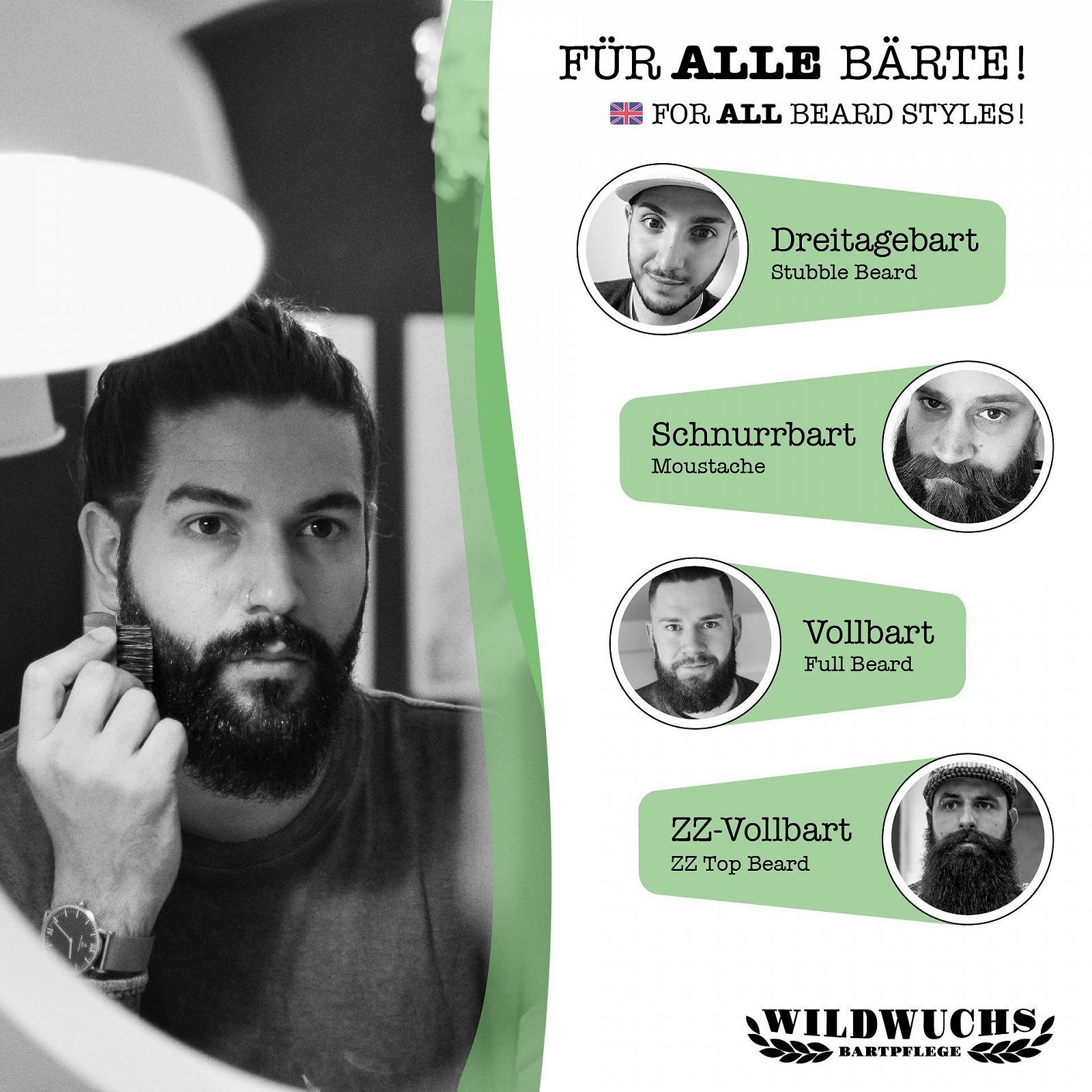 Щітка для бороди Wildwuchs Bartpflege з натуральною щетиною кабана і бамбуковою ручкою, фото №5