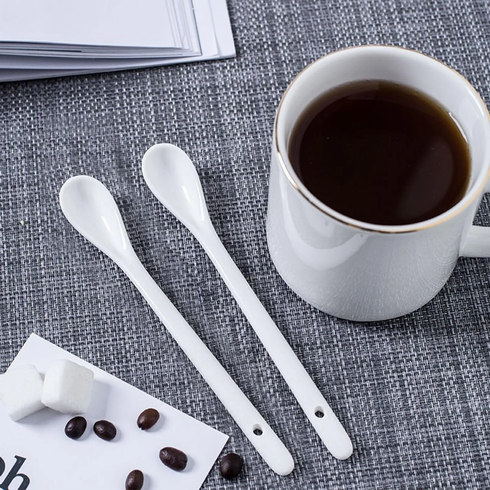 Набір порцелянових ложок з довгою ручкою 8 шт., фото №5