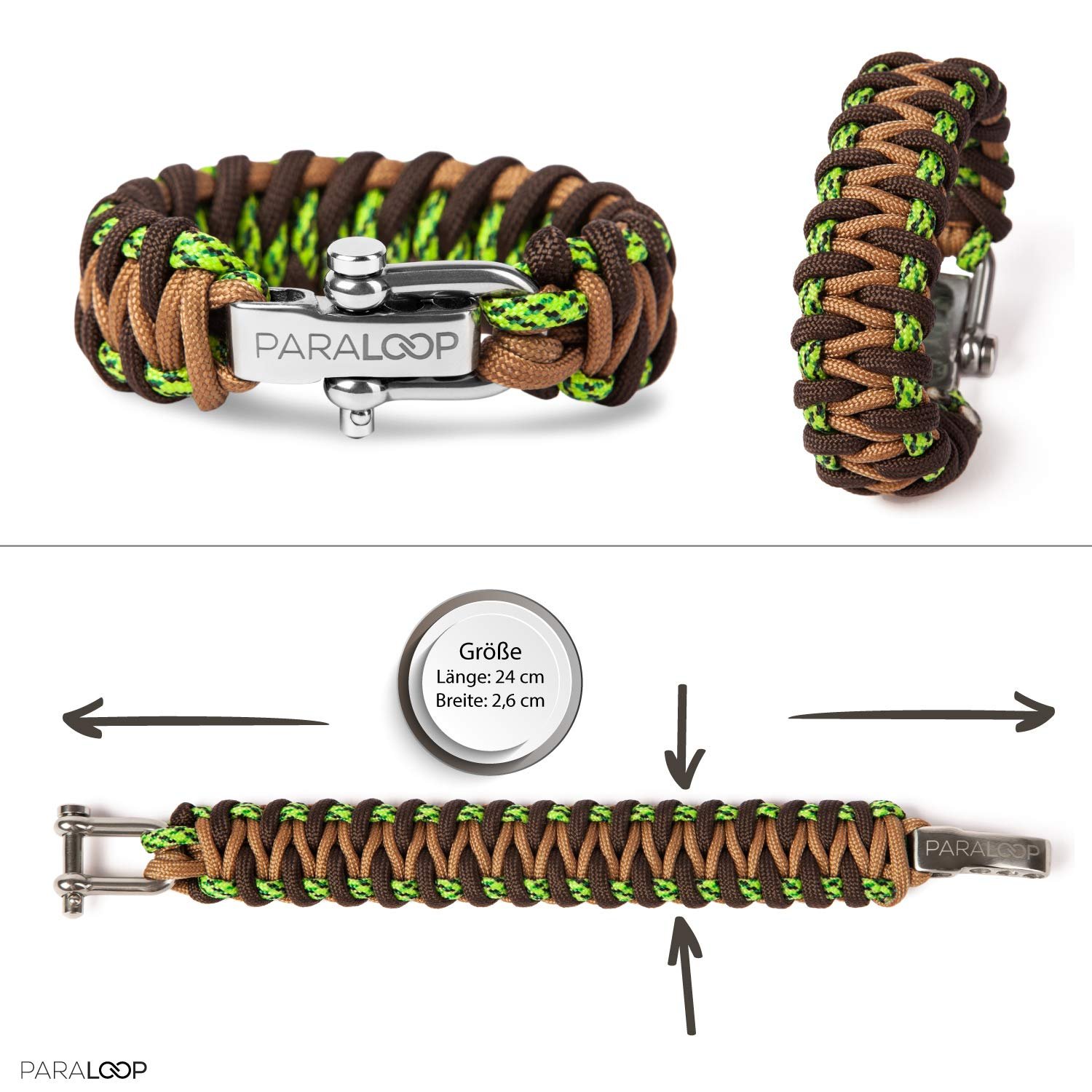 Браслет Paracord PARALOOP® з підвіскою та свистком - аварійний трос - набір для виживання - застібка з нержавіючої сталі, фото №6