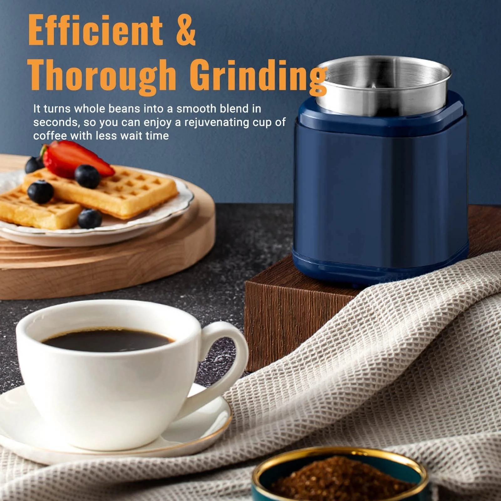 Электрическая Кофемолка Joyeee Быстрый Помол Кофейных Зерен, Сухих Специй, Орехов, Перца, Зерна, Безопасные Лезвия 304 Нержавеющая Сталь, 200 Вт, Синяя, фото №6 Электрическая Кофемолка Joyeee Быстрый Помол Кофейных Зерен, Сухих Специй, Орехов, Перца, Зерна, Безопасные Лезвия 304 Нержавеющая Сталь, 200 Вт, Синяя, фото №6