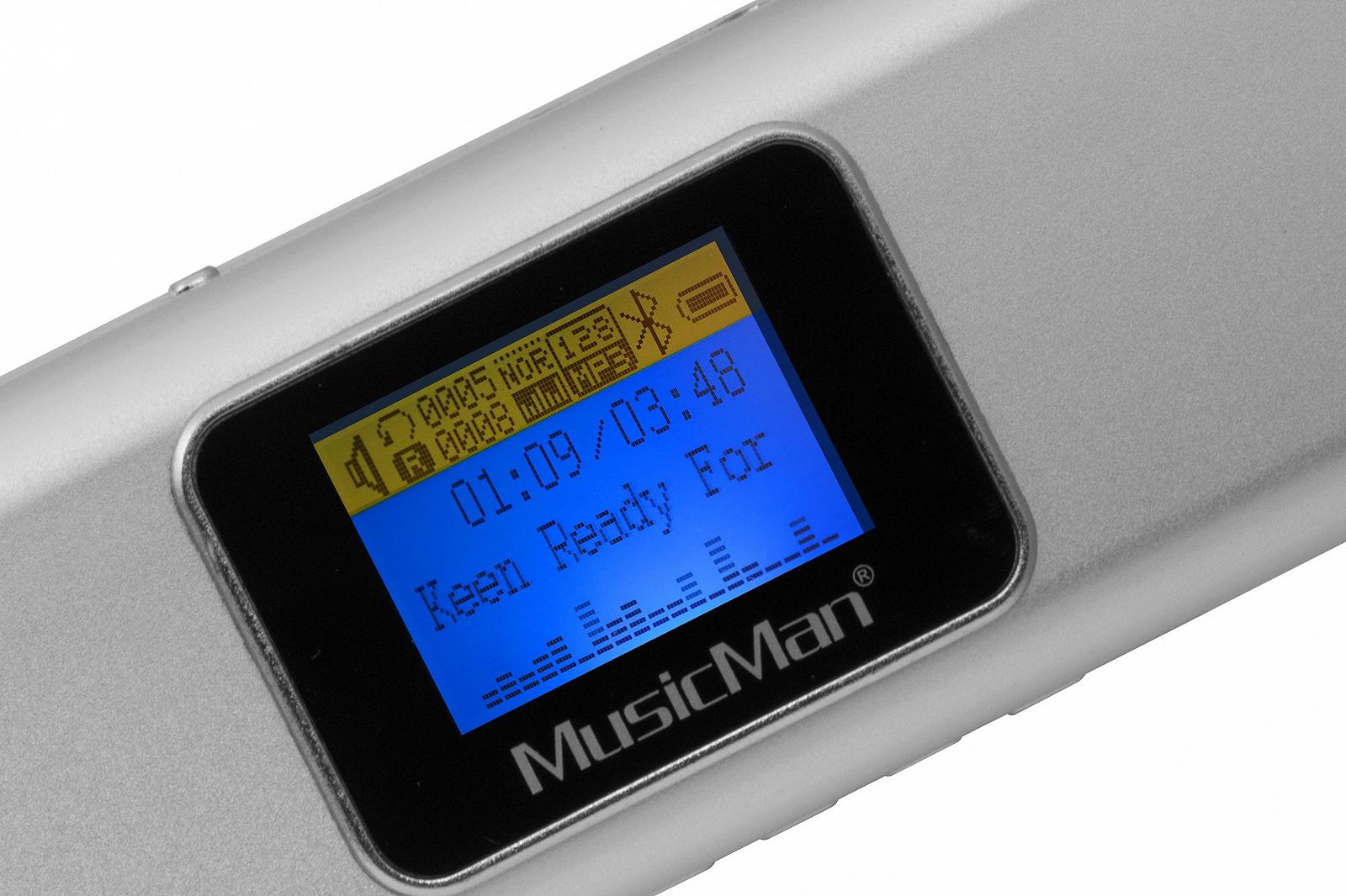 Портативна Bluetooth/DAB стереоколонка MusicMan BT 29 з вбудованою акумуляторною батареєю та LCD дисплеєм (MP3 плеєр, радіо, слот для microSD карти, USB) Сріблястий, фото №6