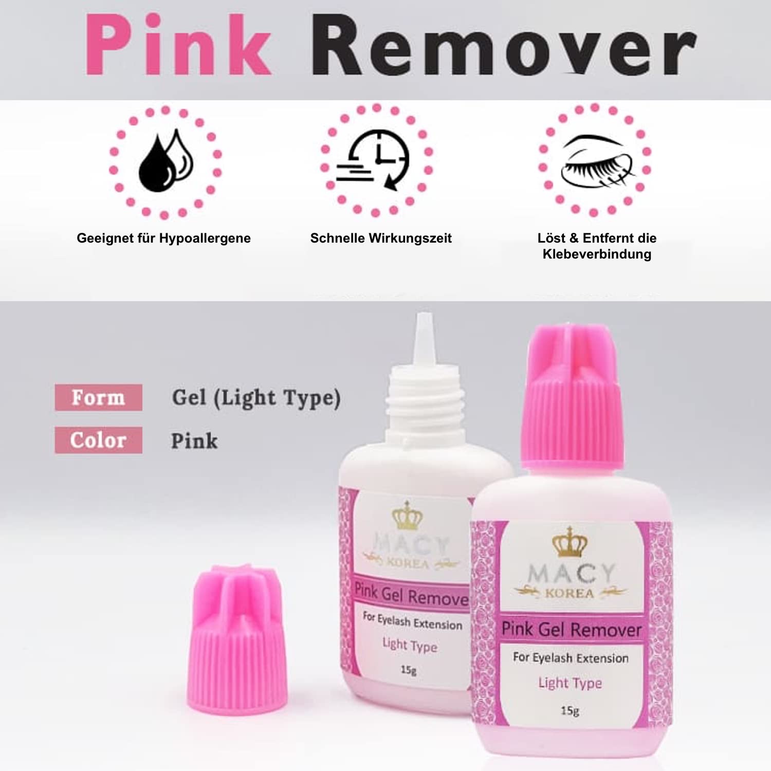 Аксессуары P-Beauty MACY Розовый Гель Для Снятия Лёгкий Тип для Наращивания Ресниц 15 г, фото №4