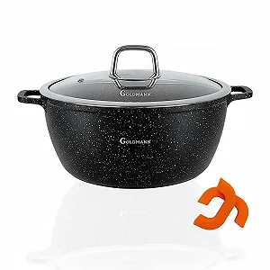 Купить Кастрюля GOLDMANN 32 см с антипригарным покрытием и стеклянной крышкой, 9.9 л с мраморным керамическим покрытием - Фото 1 Кастрюля GOLDMANN 32 см с антипригарным покрытием и стеклянной крышкой, 9.9 л с мраморным керамическим покрытием - Фото 1