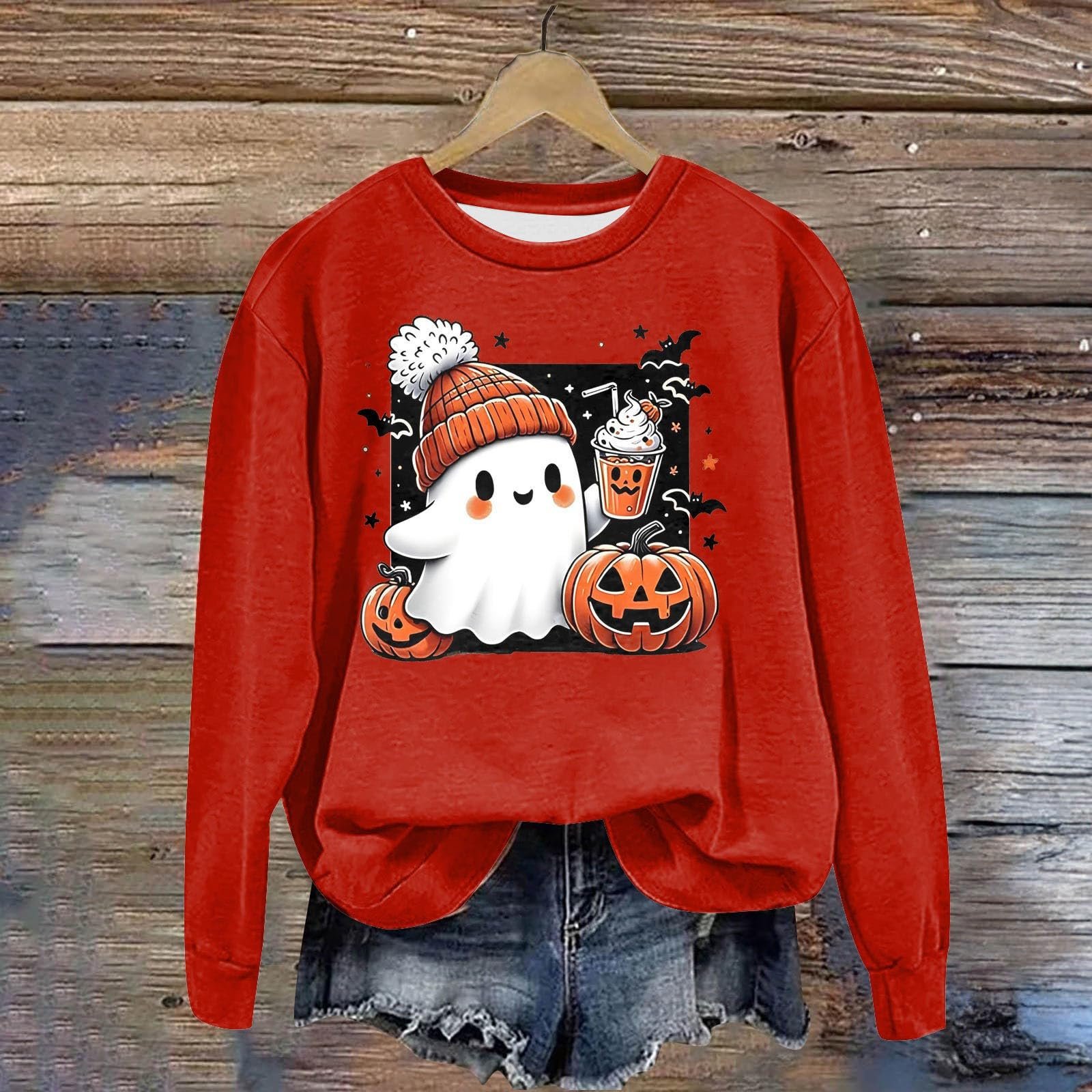 Хеллоуин Свитшот Generisch Женский Хеллоуин Костюм Привидение Тыква, фото №3