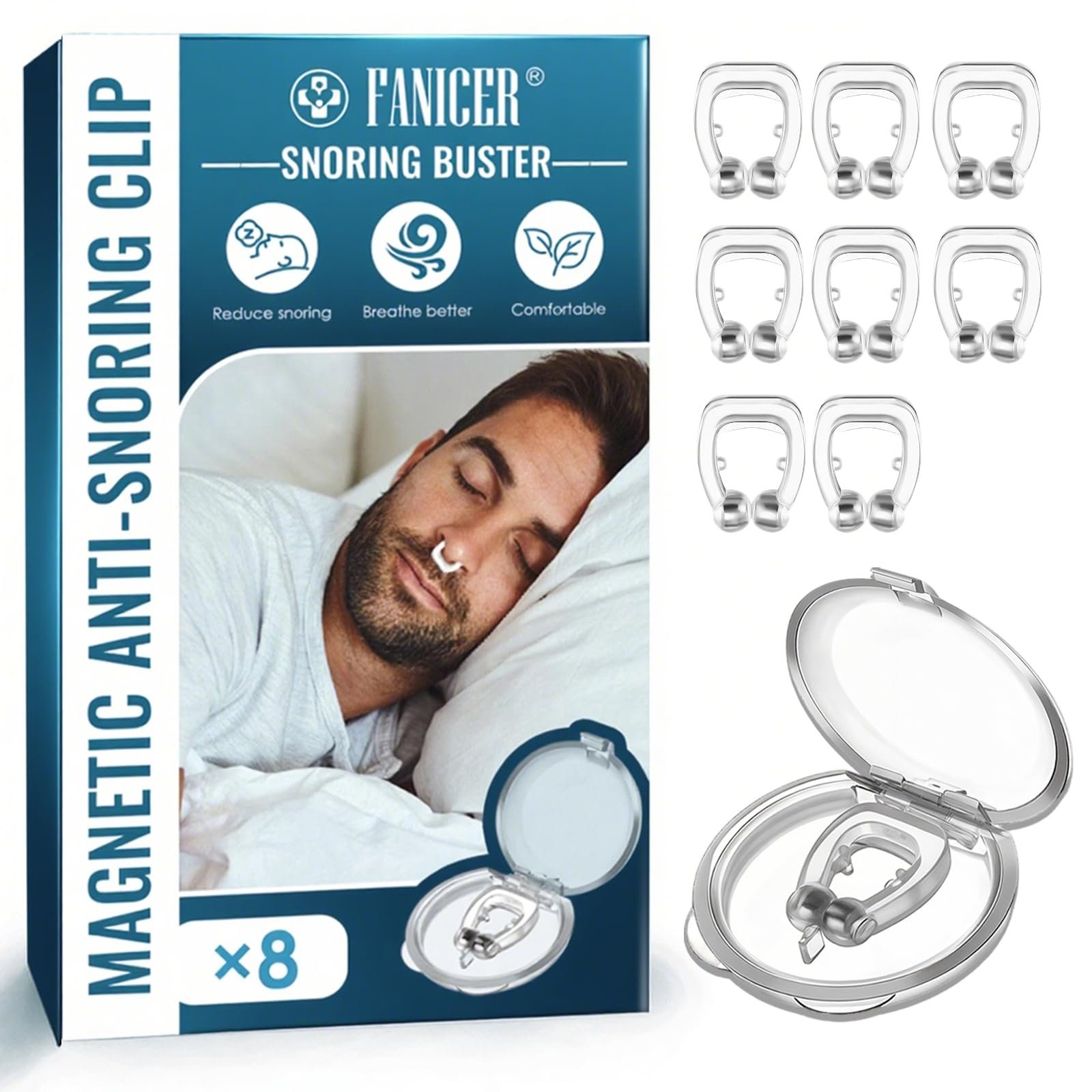 Набір 8 стоперів від хропіння, носовий затискач, фото №1