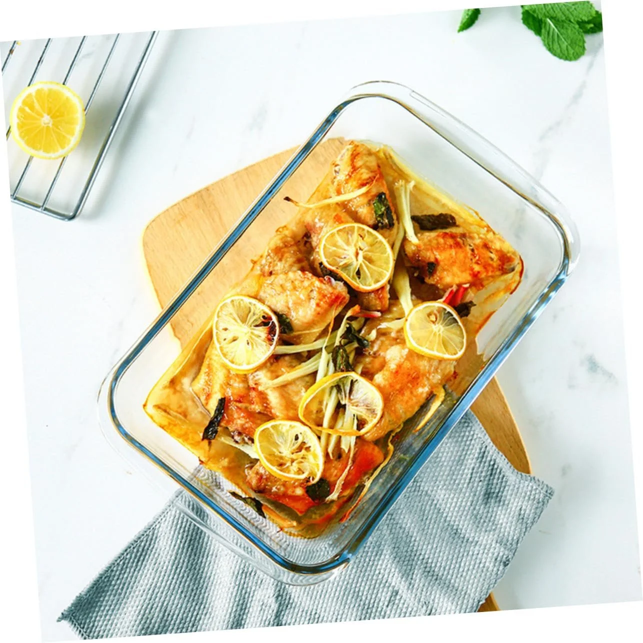 Форма для випікання Garneck скляна термостійка з подвійними ручками для духовки та мікрохвильової печі, фото №5