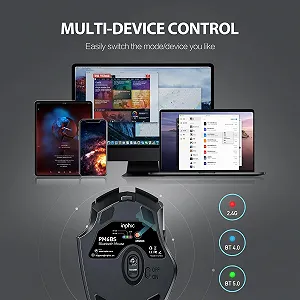 Миша Bluetooth INPHIC, акумуляторна, три режими 5.0/4.0 + 2.4G Wireless, 800-1600 точок на дюйм, портативна для ноутбука, ПК, комп'ютера, MacOS, 6 кнопок, тихий клік, покращена батарея 700 мАг synthetic.ua - Фото 1