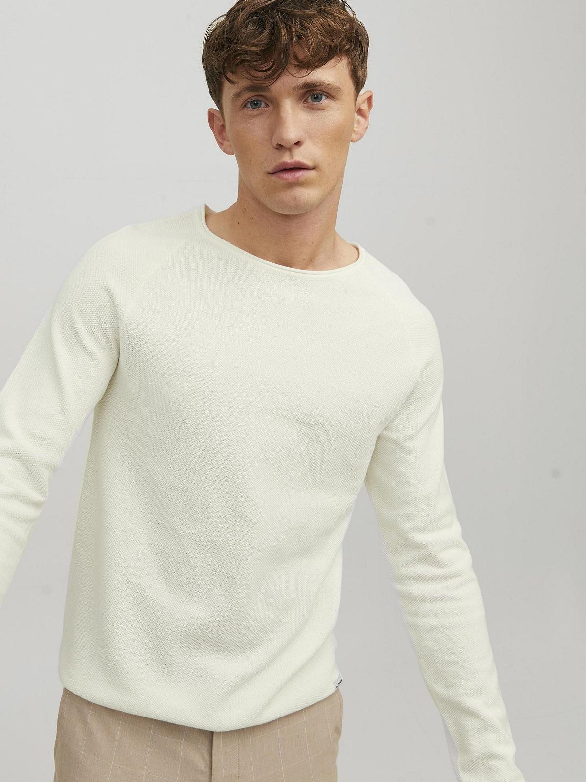 В'язаний пуловер JACK & JONES JJEHILL чоловічий, з круглим вирізом горловини, базова модель, з довгими рукавами, бавовняна сорочка, фото №8