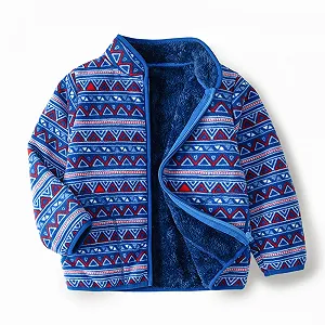 Унисекс Флисовая Куртка для Детей с Геометрическим Дизайном Мягкая Зимняя Ветрозащитная Куртка Теплая Верхняя Одежда Уютная Повседневная Куртка - Фото 1