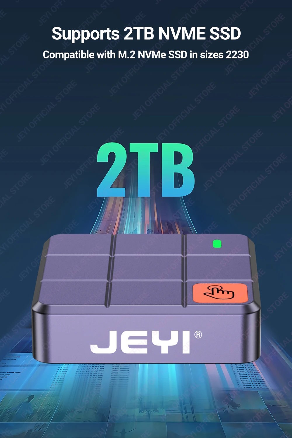 Зовнішній адаптер Jeyi 2230Pro 10Gbps M.2 NVMe SSD to USB з сенсором, фото №11