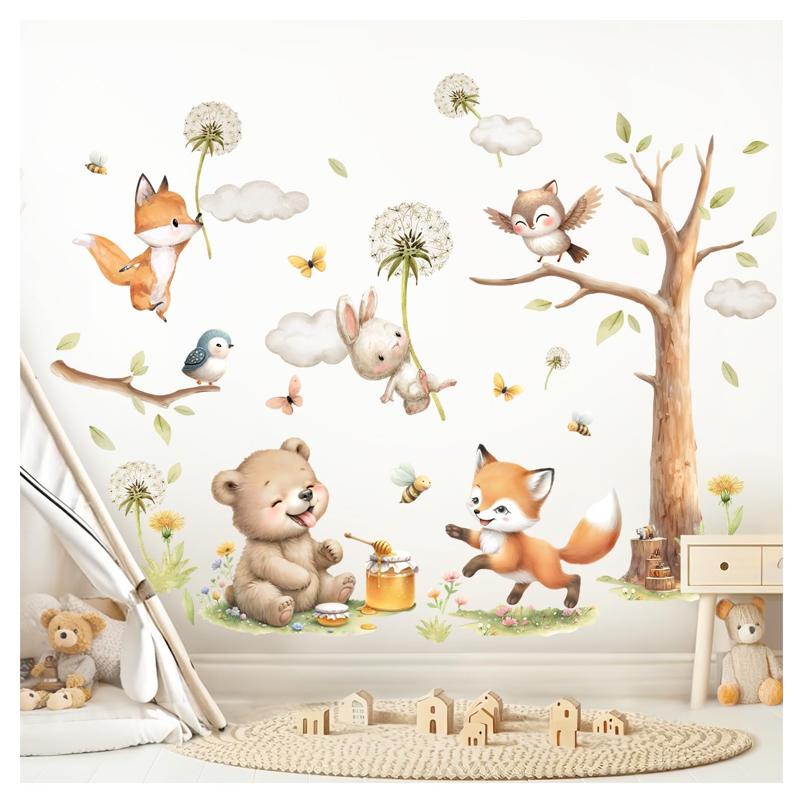 Наклейка на стену Little Deco DL5065 Forest Animals Fox Bear XL, фото №1 Наклейка на стену Little Deco DL5065 Forest Animals Fox Bear XL, фото №1