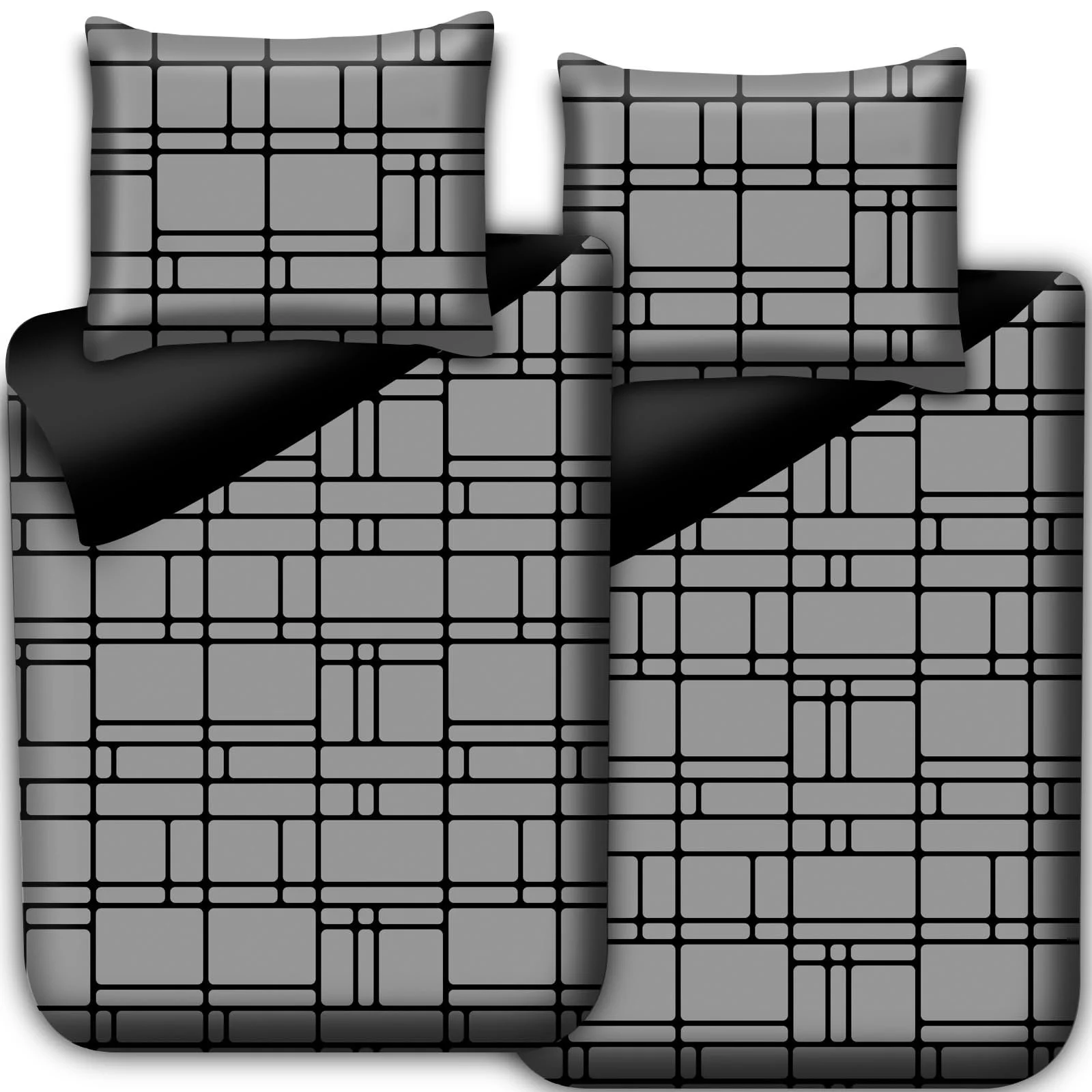 Комплект постільної білизни Pamposh 135 x 200 см, 4 предмети, сірий: 2 підковдри 135 x 200 см + 2 наволочки 80 x 80 см, фото №2