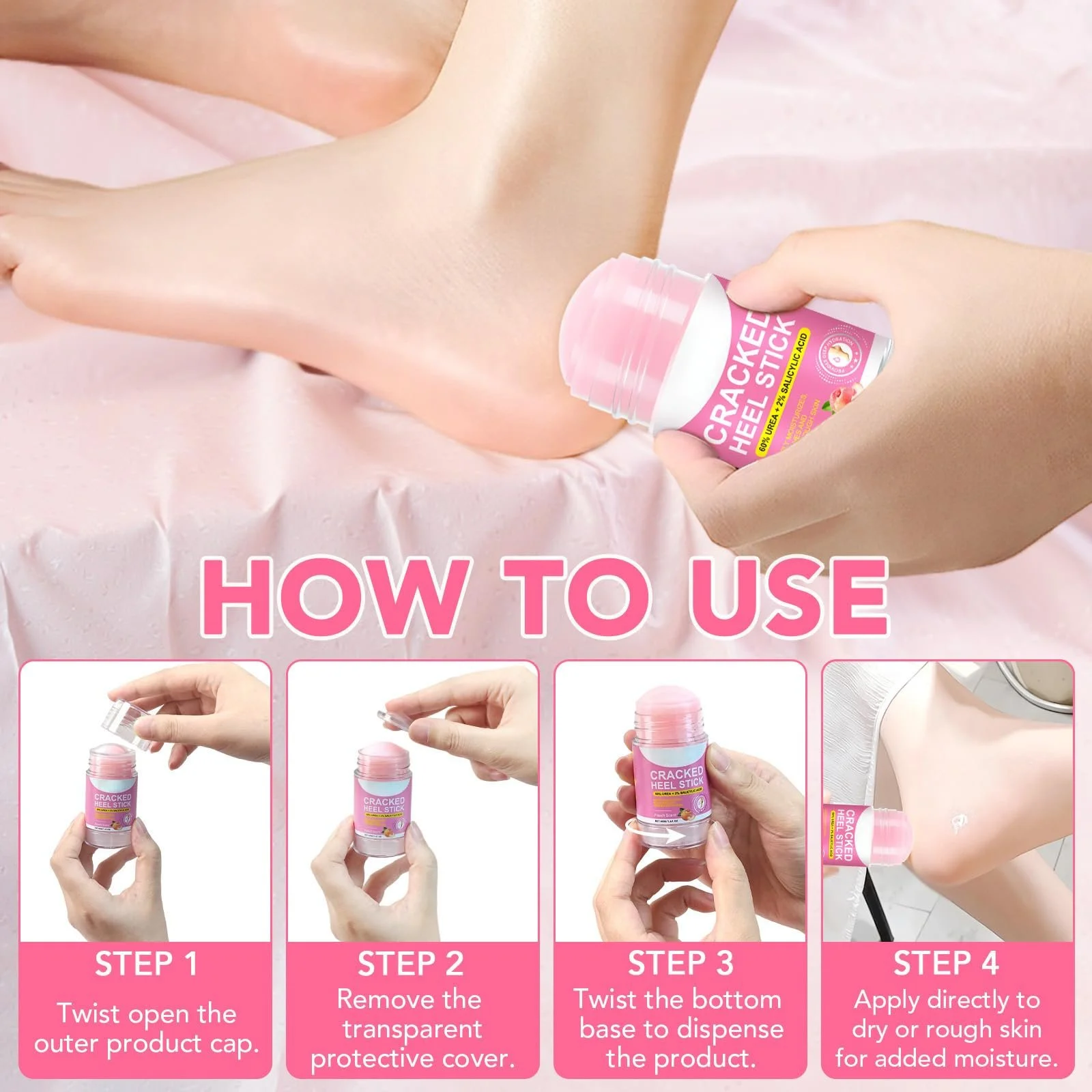 Карандаш-стик для пяток Urea 60% с 2% салициловой кислотой для сухой кожи Персик 40 г, фото №9