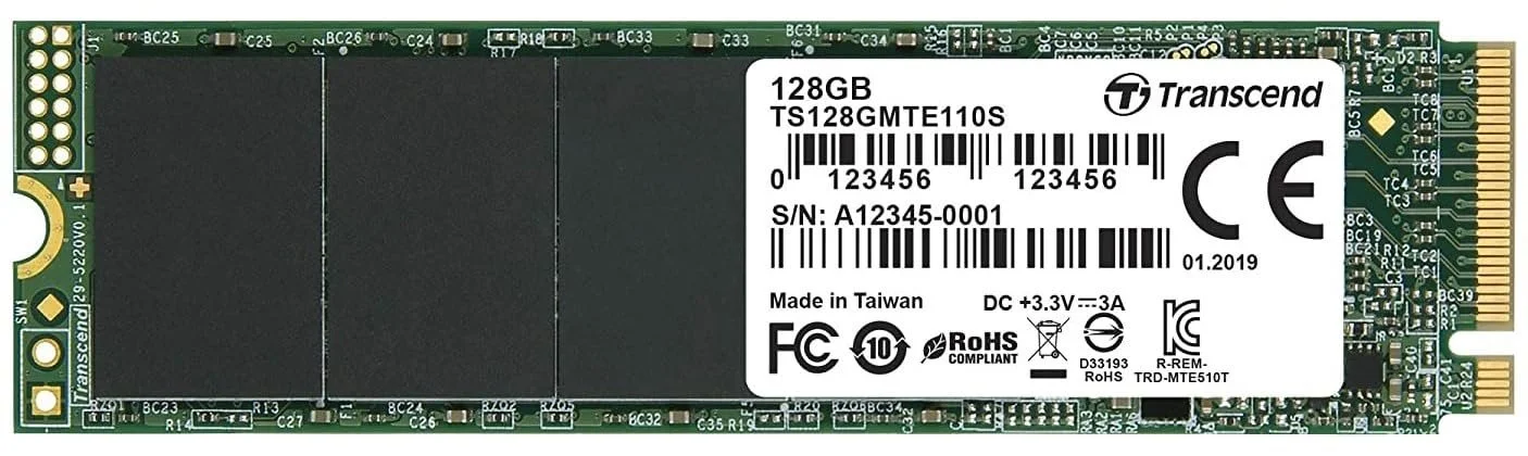 SSD-накопитель Transcend MTE110S 128GB NVMe PCIe Gen3 x4 M.2, фото №1