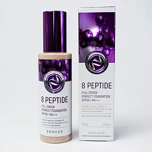 Тональный крем Enough с пептидами 13 тон светлый беж 8 Peptide Full Cover Perfect Foundation SPF50+ PA+++ - Фото 1
