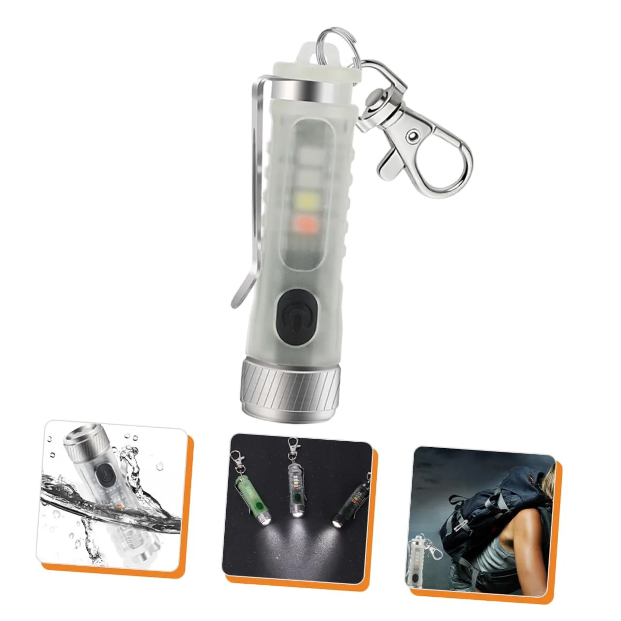 Фонарик iBaselnic Перезаряжаемый Портативный LED Мини-фонарик-брелок для ключей для наружного использования Нержавеющая сталь, фото №2