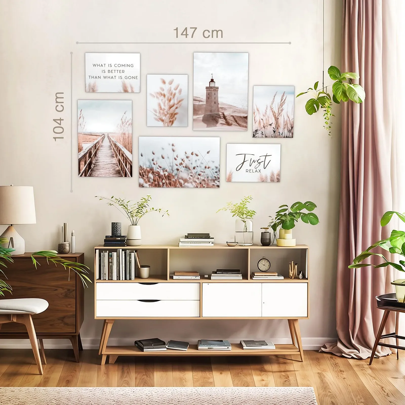 Настенная картина Novart Pictures Light Tower Boho Sea 7 шт. Бежевая, фото №3 Настенная картина Novart Pictures Light Tower Boho Sea 7 шт. Бежевая, фото №3