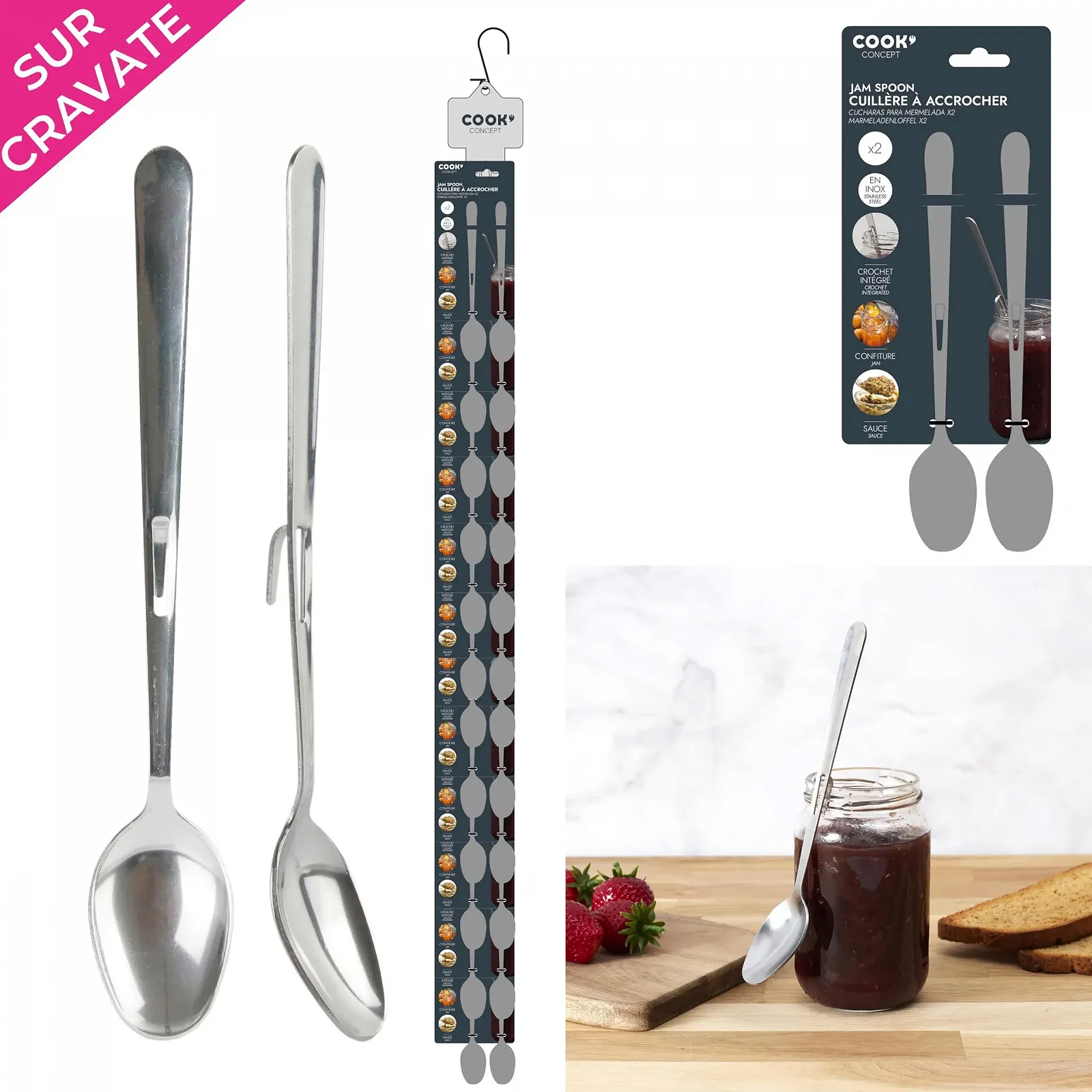 Набір ложок для джему з нержавіючої сталі 2 шт. KU6317 Сірий 19 x 3 x 2.50 см, фото №2