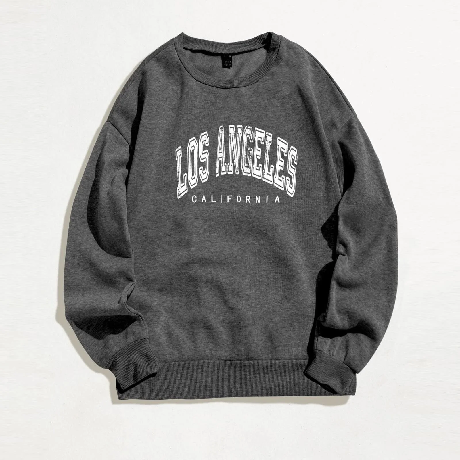 Винтажный свитшот с принтом Los Angeles, Калифорния, Backwoods Ästhetische, однотонная одежда с принтом букв, круглый вырез, графический, свободный крой, осенний комфорт, коллекция 2025, фото №2