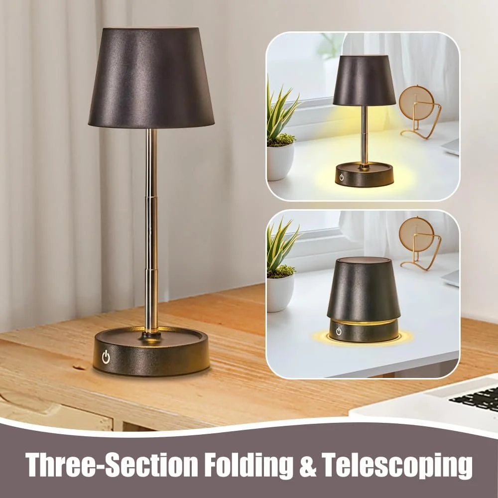 Настільна лампа LED бездротова акумуляторна телескопічна сенсорна регульована яскравість 2 шт., фото №3