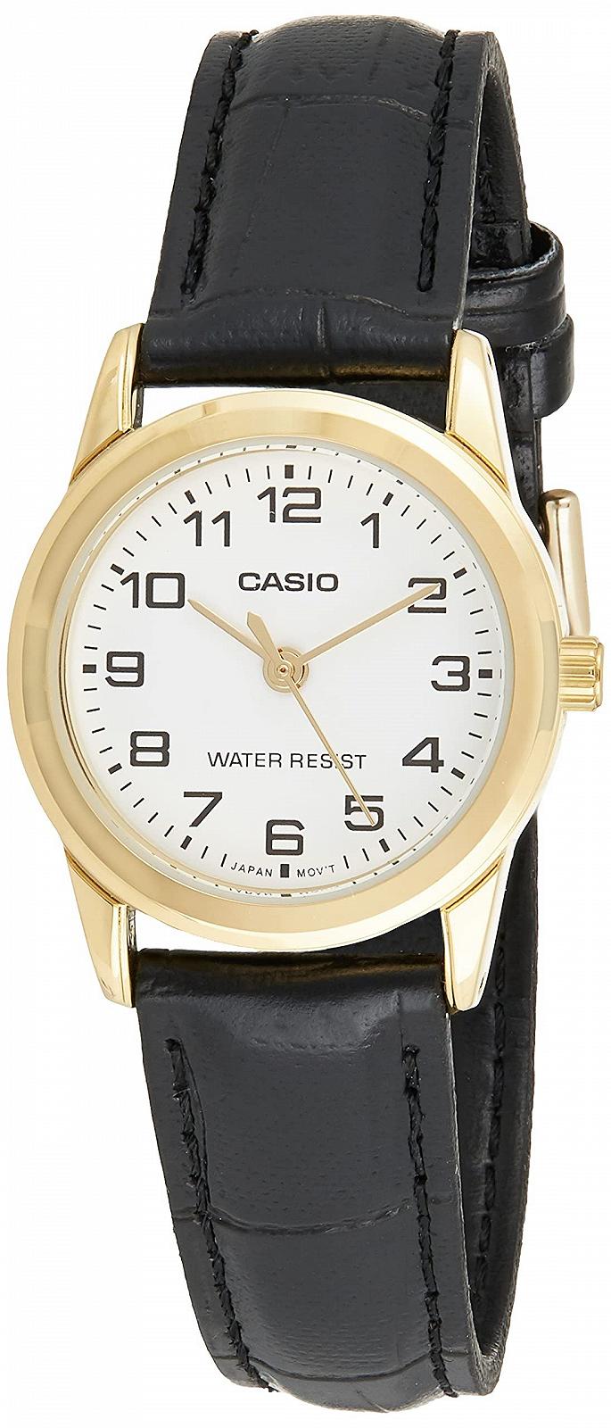 Женские часы Аналоговые Casio LTP-V001GL-7BUDF Кожа Черный Кварц, Ремешок, Ремешок., фото №1