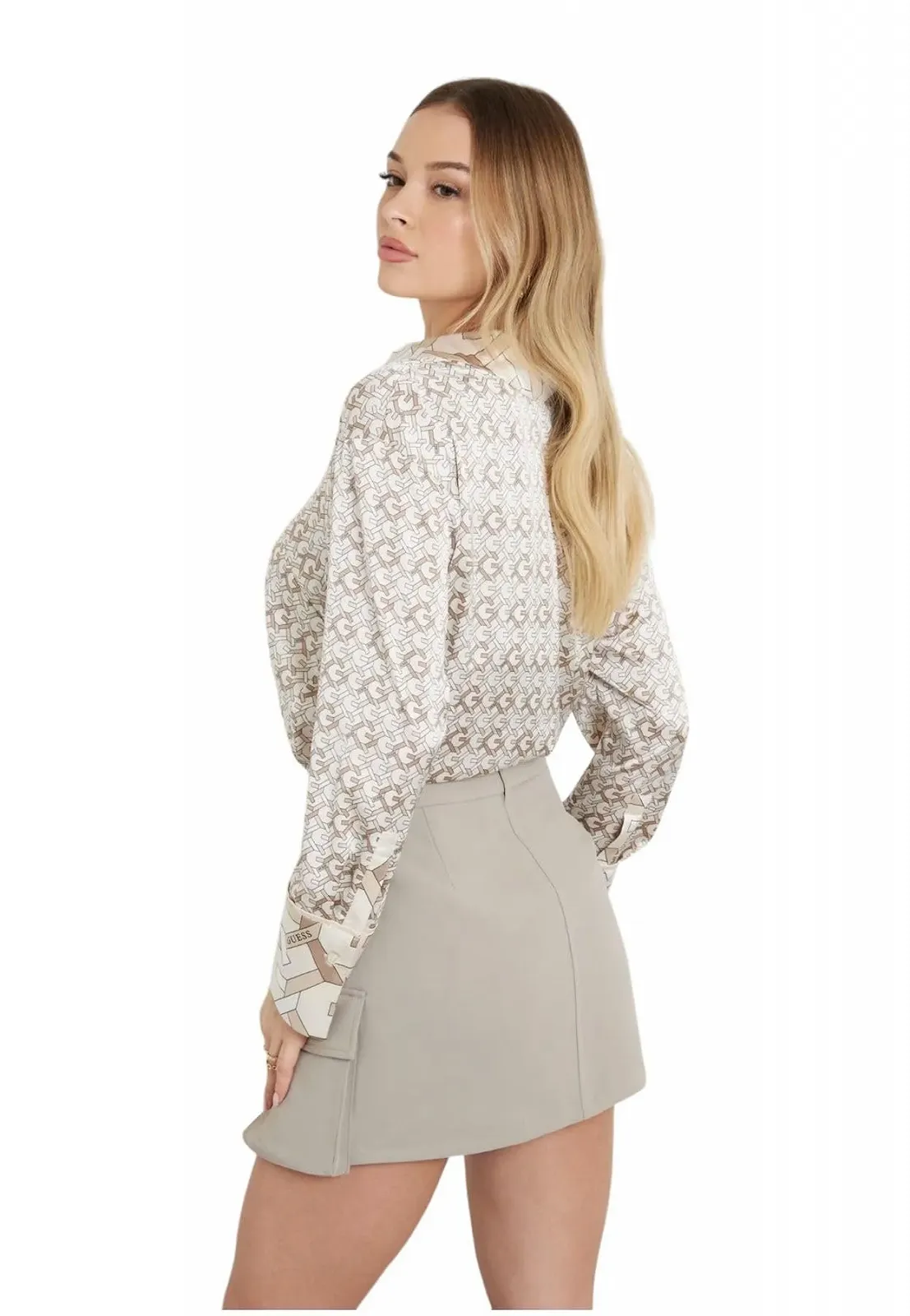 Сорочка з довгими рукавами Guess Alexandra W4YH47 WF1T2 Бежева, Small, фото №4