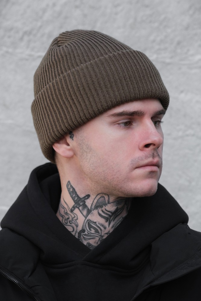 Подовжена трикотажна шапка біні докер Without dominic khaki, фото №3 Подовжена трикотажна шапка біні докер Without dominic khaki, фото №3