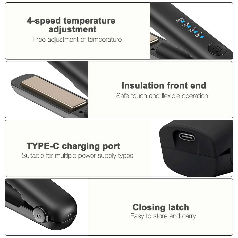 Випрямляч для волосся міні акумуляторний 2-в-1 USB 21.8x3.1cm 240g, фото №3