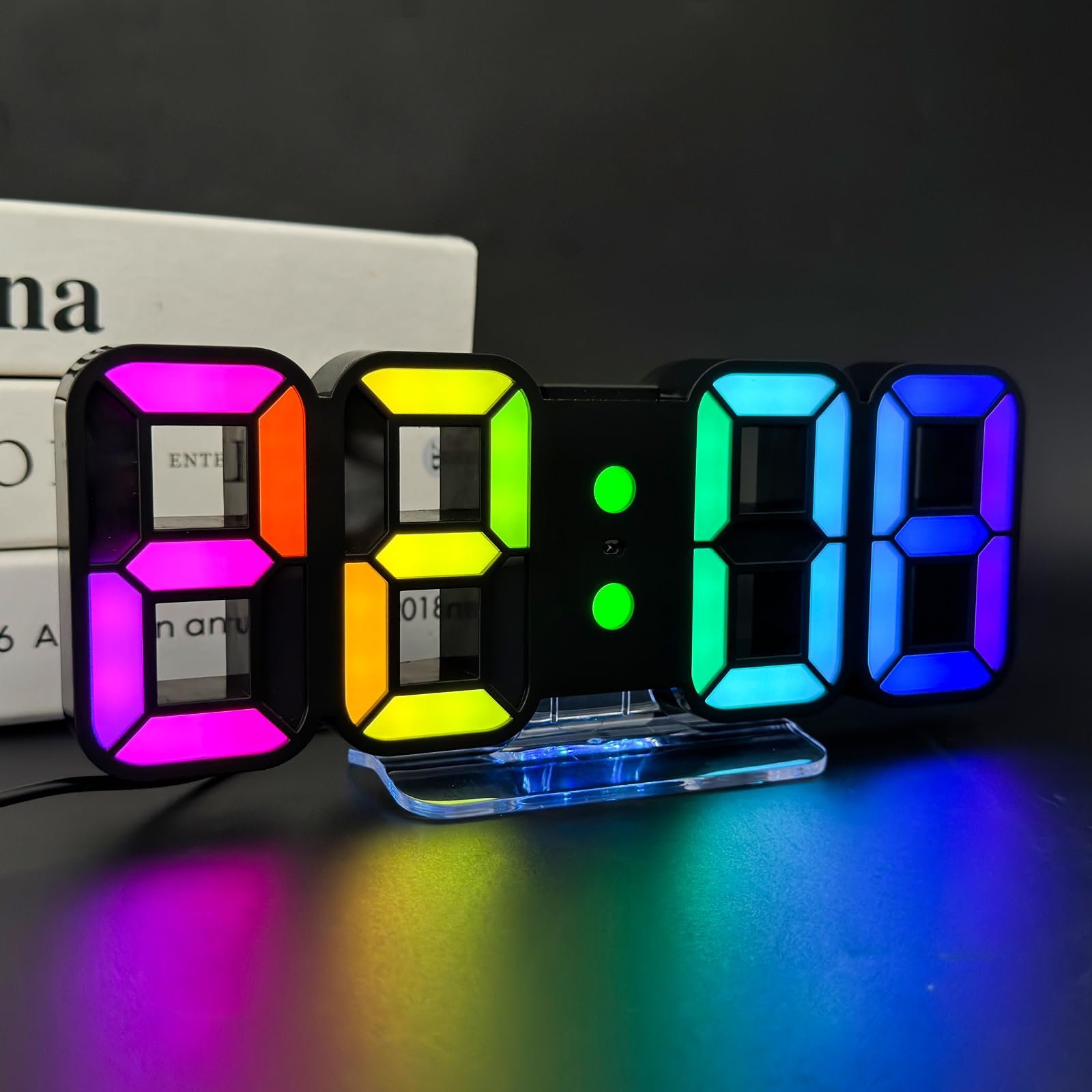 3D LED Цифровий Будильник Seutgjie, Настільний/Настінний Годинник, 14 RGB Зміни Кольорів, фото №1