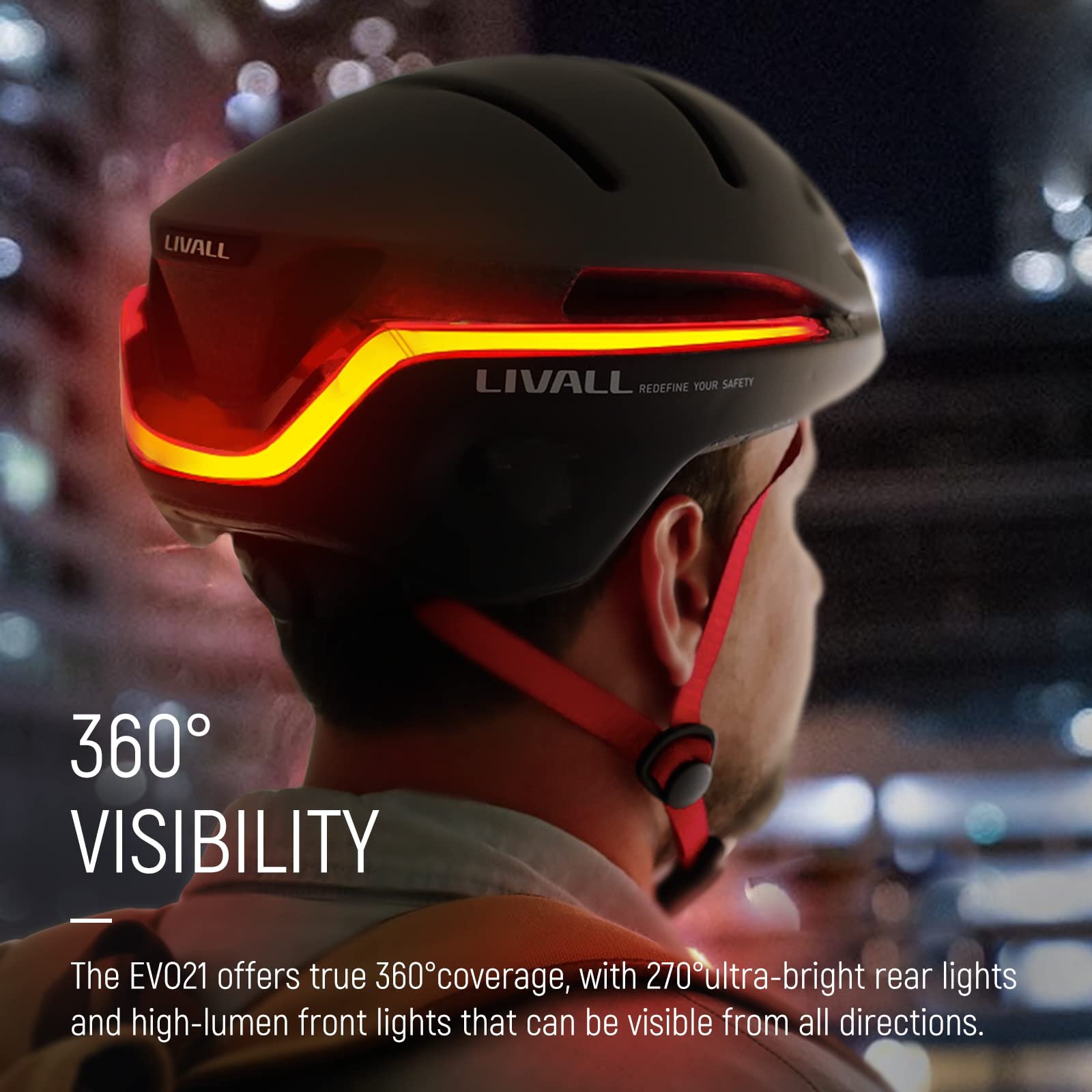 Велосипедний шолом LIVALL EVO21 Smart з підсвічуванням, з ширококутною підсвіткою, індикатором, попереджувальним світлом гальма, виявленням падіння, фото №8