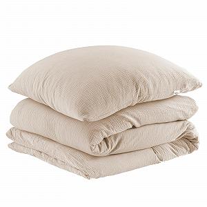 Купити Постільна білизна з мусліну Pure Label 135 x 200 см з наволочкою 80 x 80 см, 100% бавовна - неймовірно м'яка, затишна постільна білизна бежевого кольору з мусліну - Фото 1 Постільна білизна з мусліну Pure Label 135 x 200 см з наволочкою 80 x 80 см, 100% бавовна - неймовірно м'яка, затишна постільна білизна бежевого кольору з мусліну - Фото 1