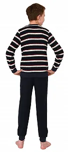 Пижама для мальчиков Normann махровая с длинными рукавами и полосатыми манжетами synthetic.ua - Фото 1