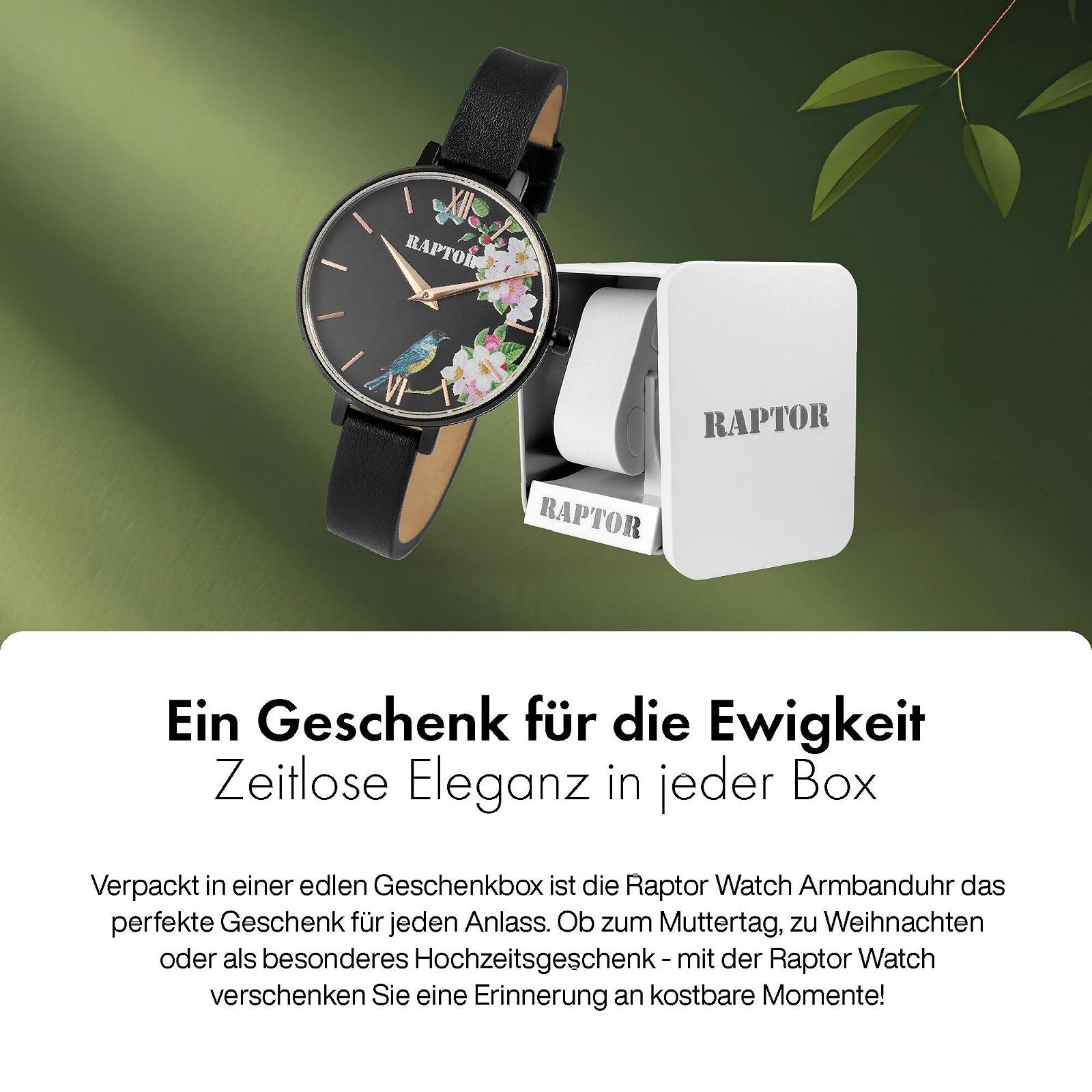 Жіночий годинник Raptor RA10197 Шкіряний Браслет Квіти Метелик Аналоговий Кварц Чорний, Ремінець, фото №6 Жіночий годинник Raptor RA10197 Шкіряний Браслет Квіти Метелик Аналоговий Кварц Чорний, Ремінець, фото №6