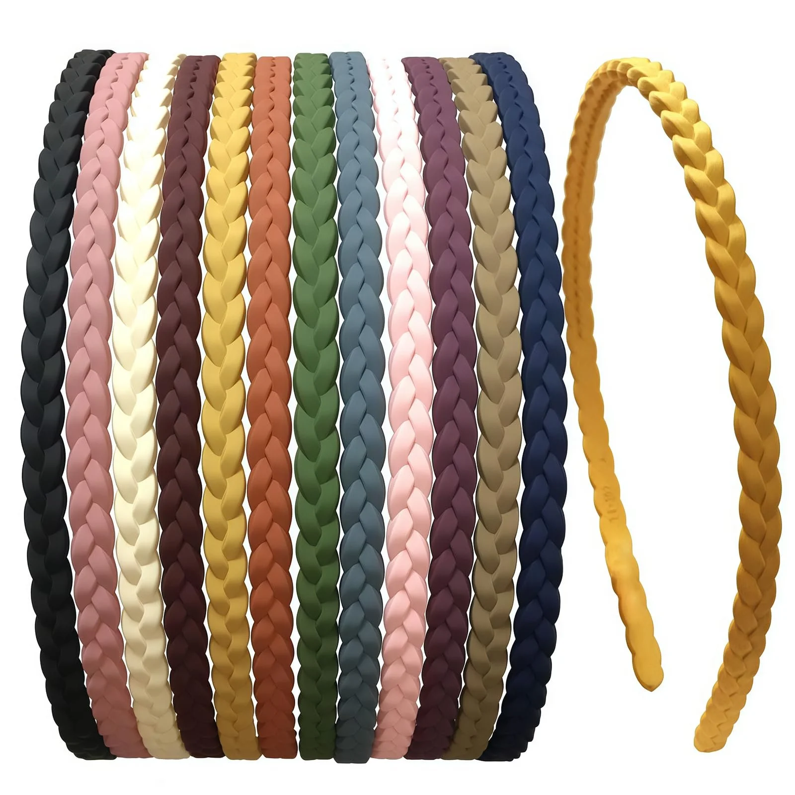 Набір тонких обручів 7 мм для волосся для дівчат та дітей, 12 шт, різнокольоровий, L, фото №1