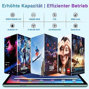 Планшет 10.1" Fezawio F11 (6+14)/128Gb 8 ядер Android 14 6000 mAh Бірюзовий  synthetic.ua - Фото 1