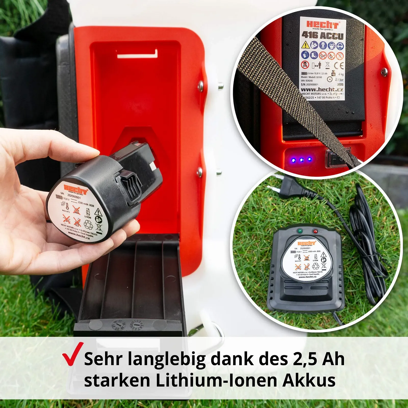 Акумуляторний ранцевий обприскувач Hecht Strong 2.5 Ah 16 L 3 форсунки 2.5 bar, фото №4