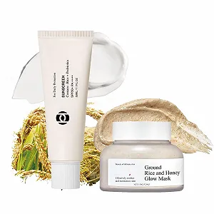 Сонцезахисний крем Reis Sunscreen SPF 50 та Рисова маска, Набір для догляду за шкірою з зволожуючою маскою - Фото 1