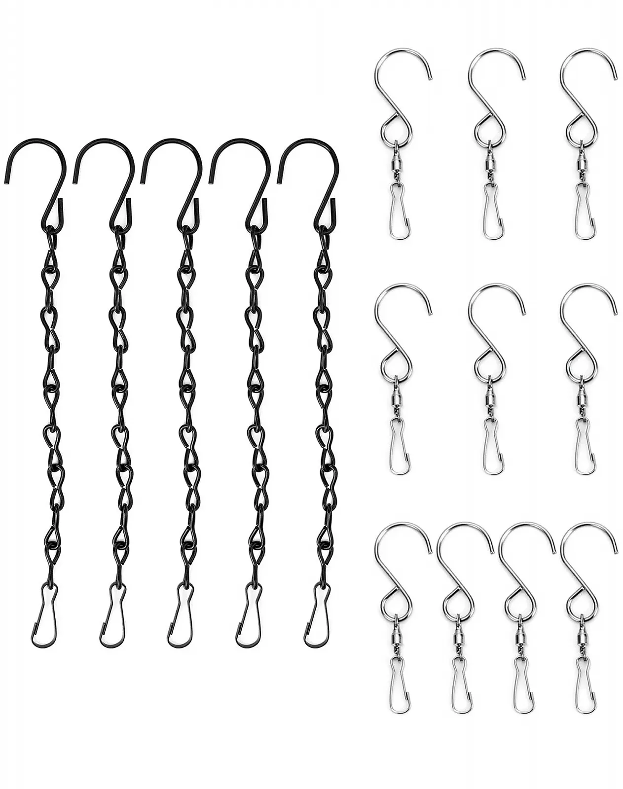 Набір гачків та ланцюжків QWORK® 10 гачків та 5 ланцюжків 24 см Чорний, фото №7 Набір гачків та ланцюжків QWORK® 10 гачків та 5 ланцюжків 24 см Чорний, фото №7