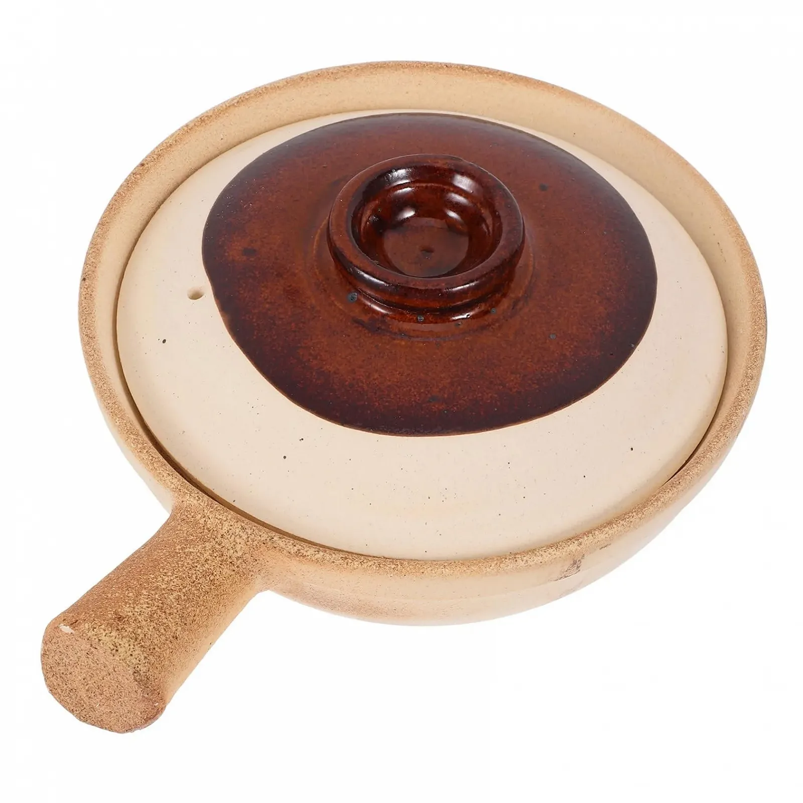 Каструля керамічна теракотова з кришкою термостійка компактна для рису, фото №1